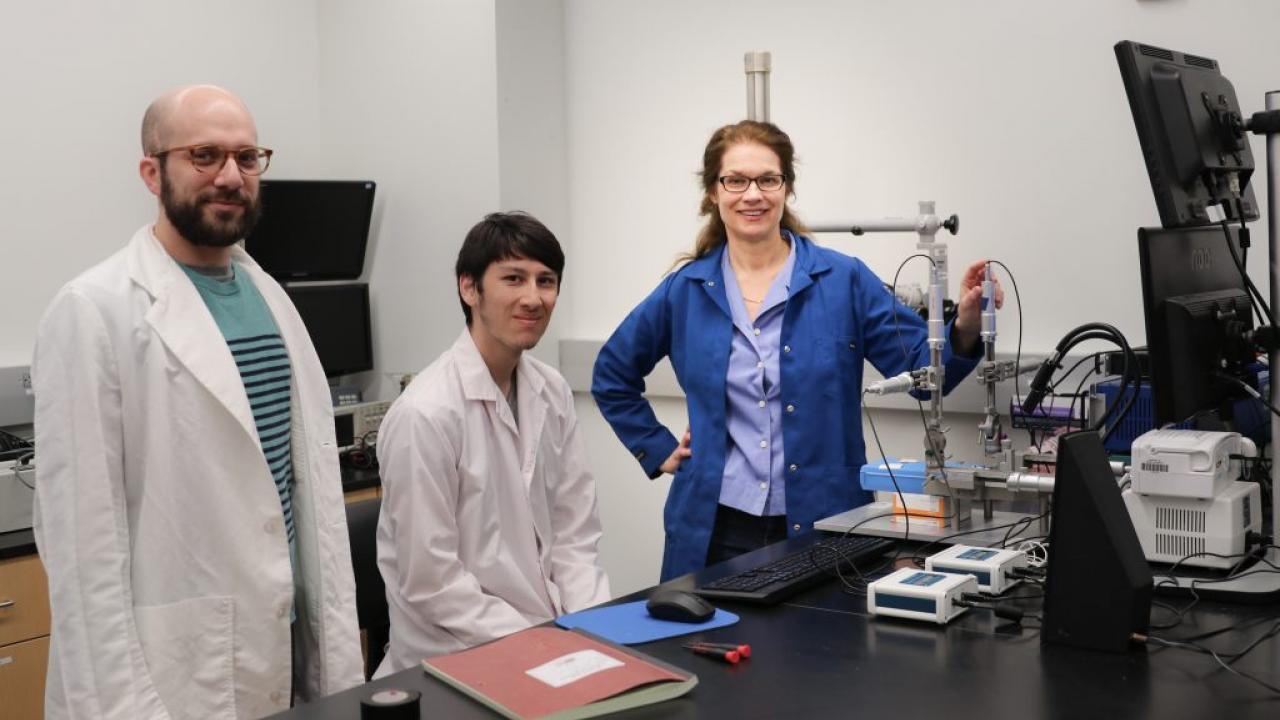 Karen Moxon, professor of biomedical engineering and neuroengineering reseacher, in her lab at UC Davis. Reeta Asmai/UC Davis uc davis biomedical engineering profile karen moxon