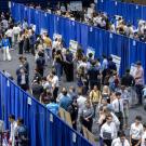 Rows of people presenting at Engineering Design Showcase at UC Davis